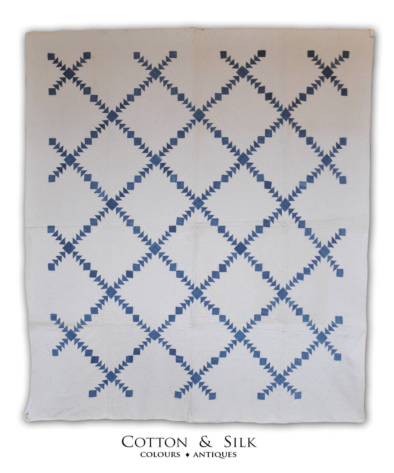 A beautiful  antique  indigo on white quilt with a surprising modern look.