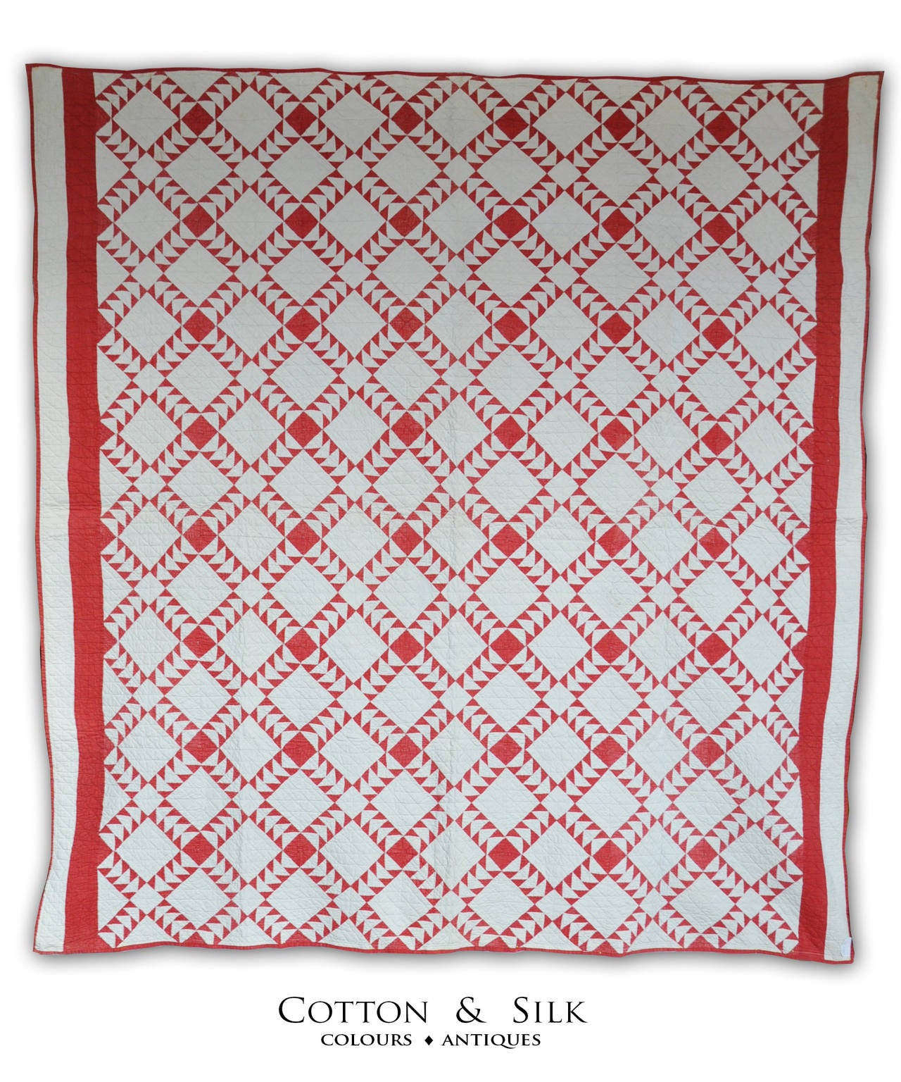 A beautiful Turkish red antique pattern makes a nearly modern magnificent quilt.