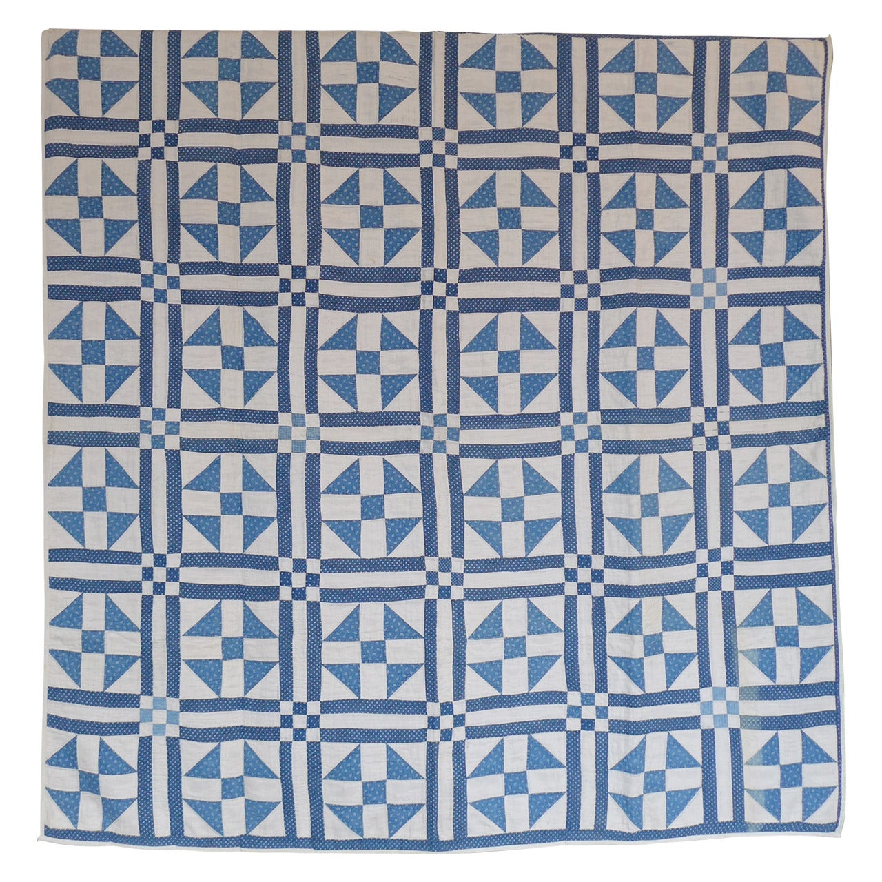 Shoo-Fly Quilt Block in a Triple Grid For Sale