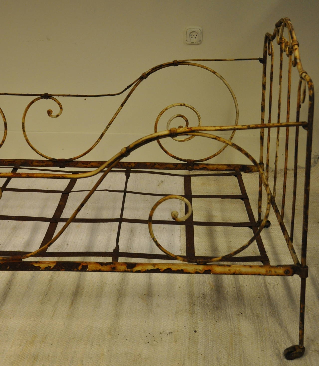 Forged 19th Century French Iron Bed For Sale