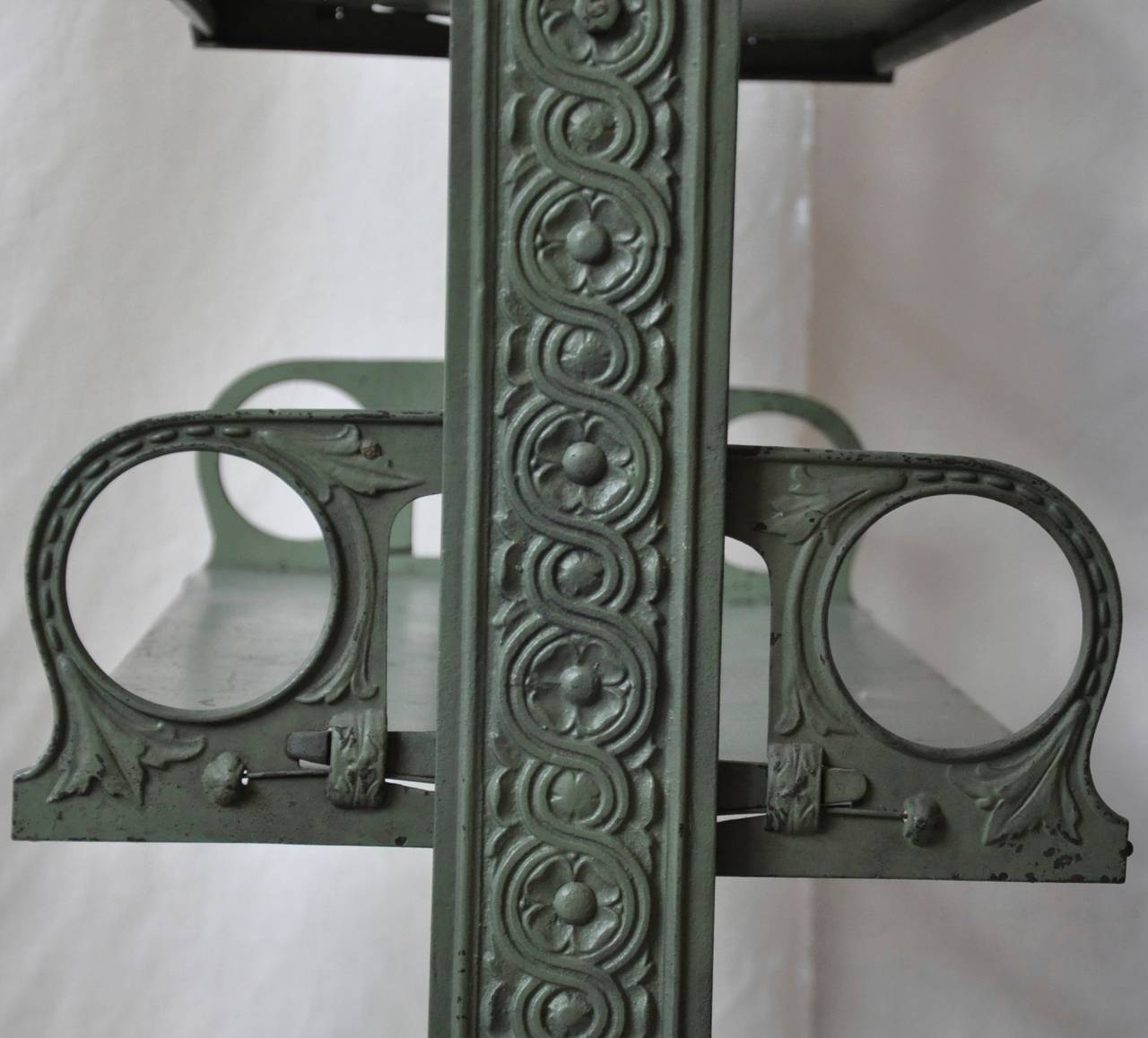 Late 19th Century Late Victorian Cast Iron Adjustable Display Shelves For Sale