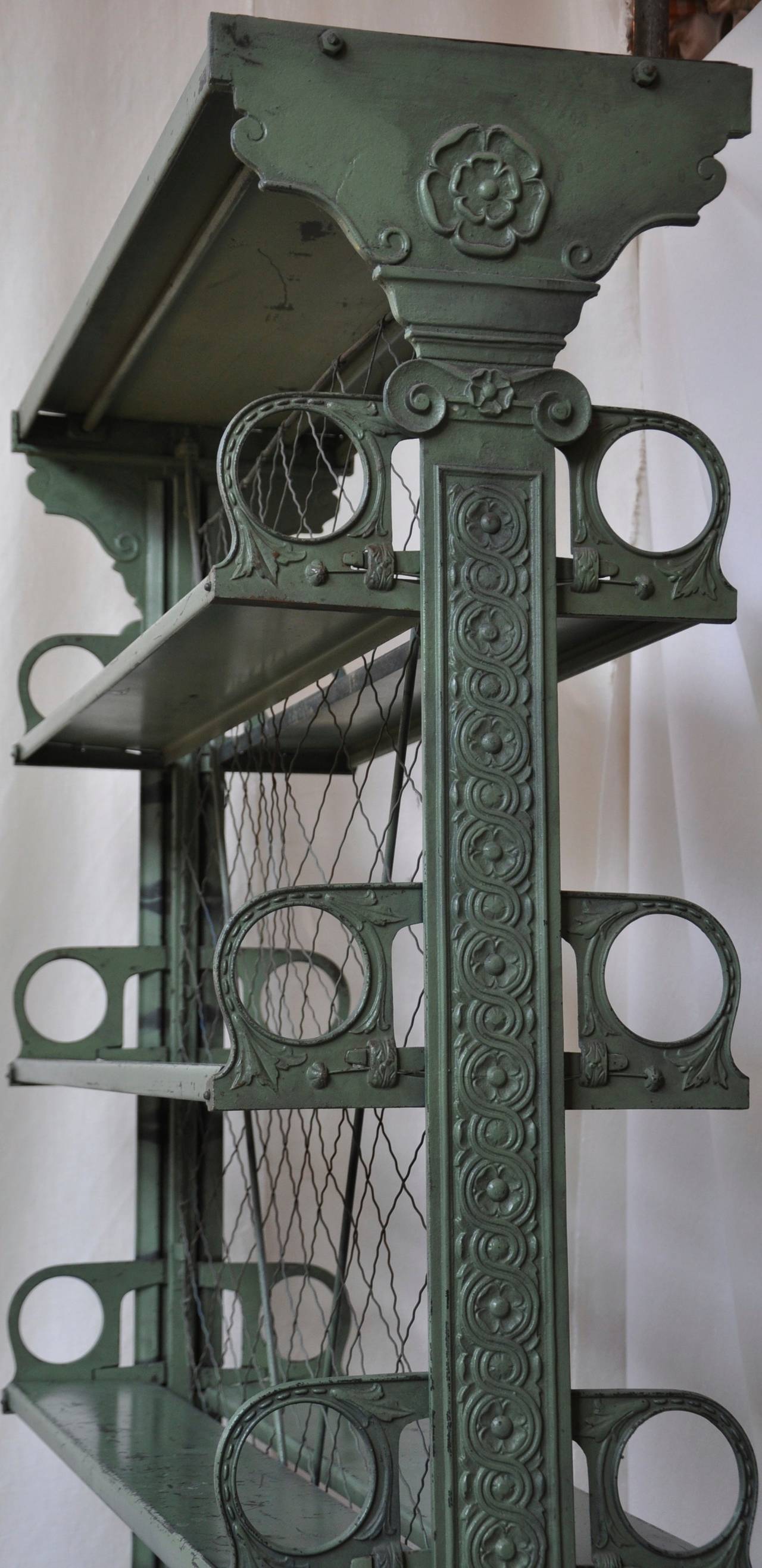 Late Victorian Cast Iron Adjustable Display Shelves For Sale 1