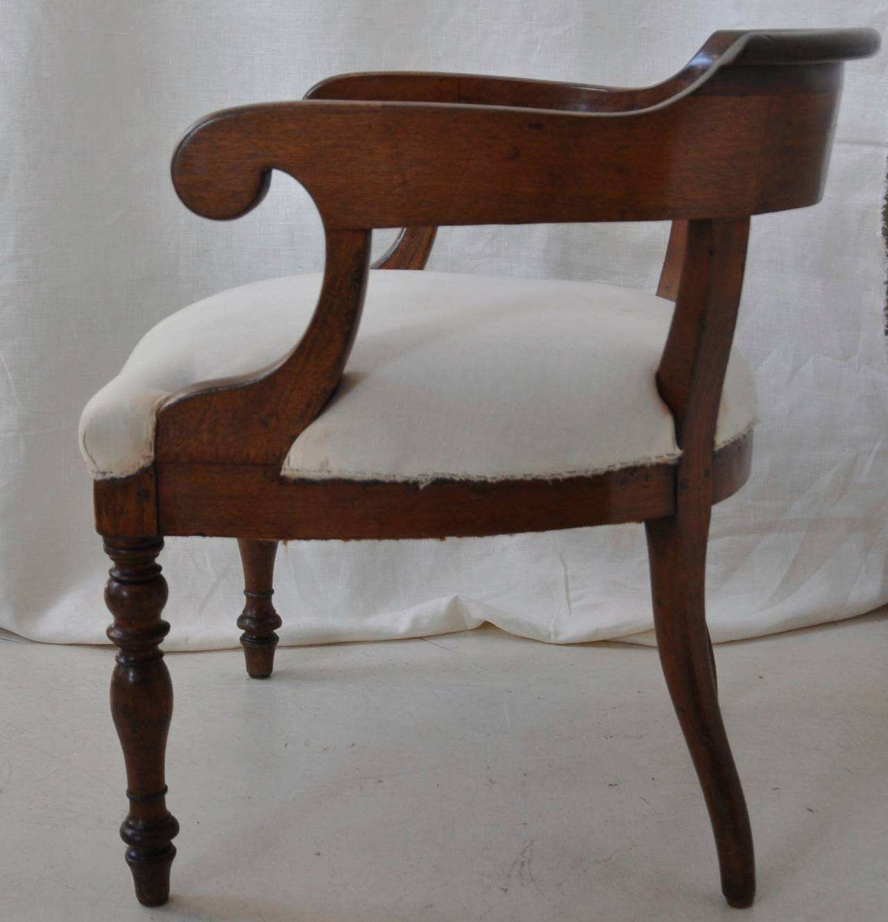 Regency French 19th Century Mahogany Desk Chair For Sale