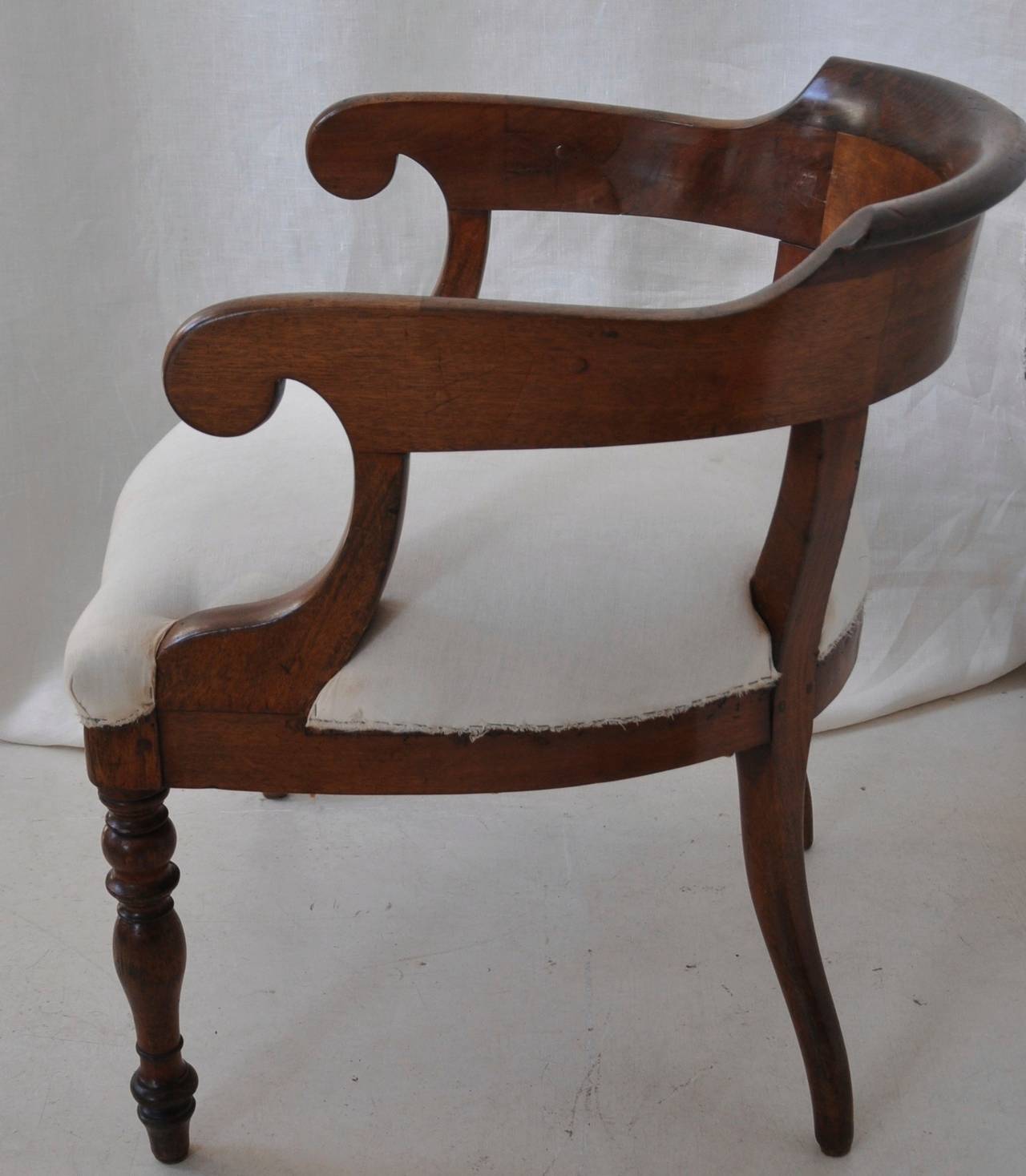 Veneer French 19th Century Mahogany Desk Chair For Sale