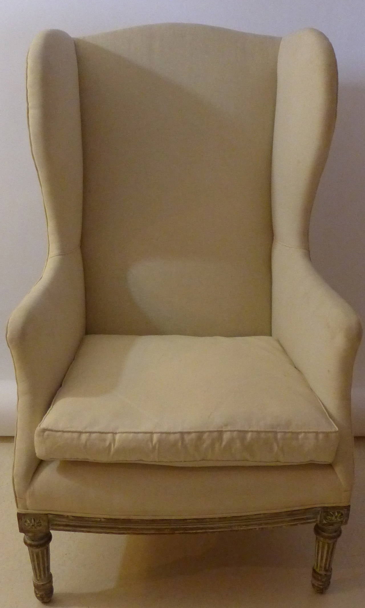 Carved 19th Century, French Wing Armchair For Sale