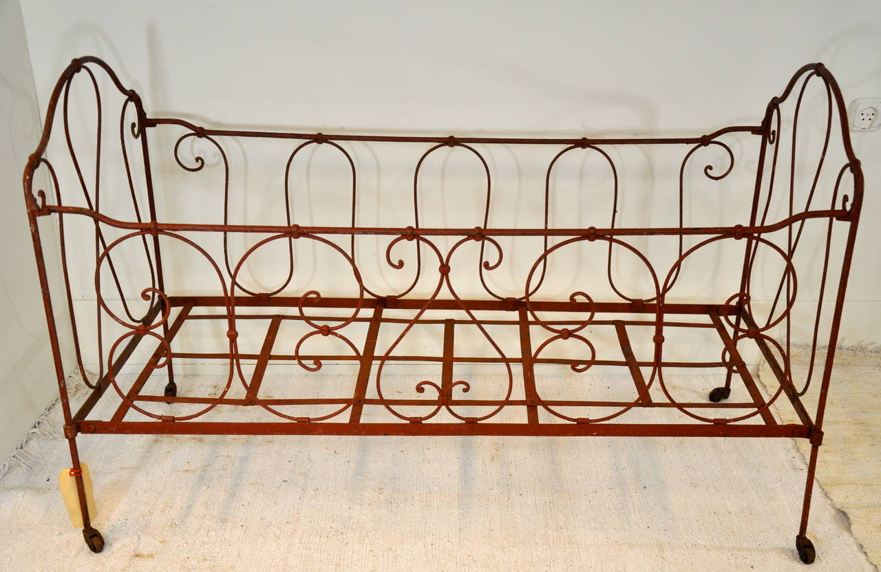 Forged 19th Century French Baby Bed with Sky For Sale