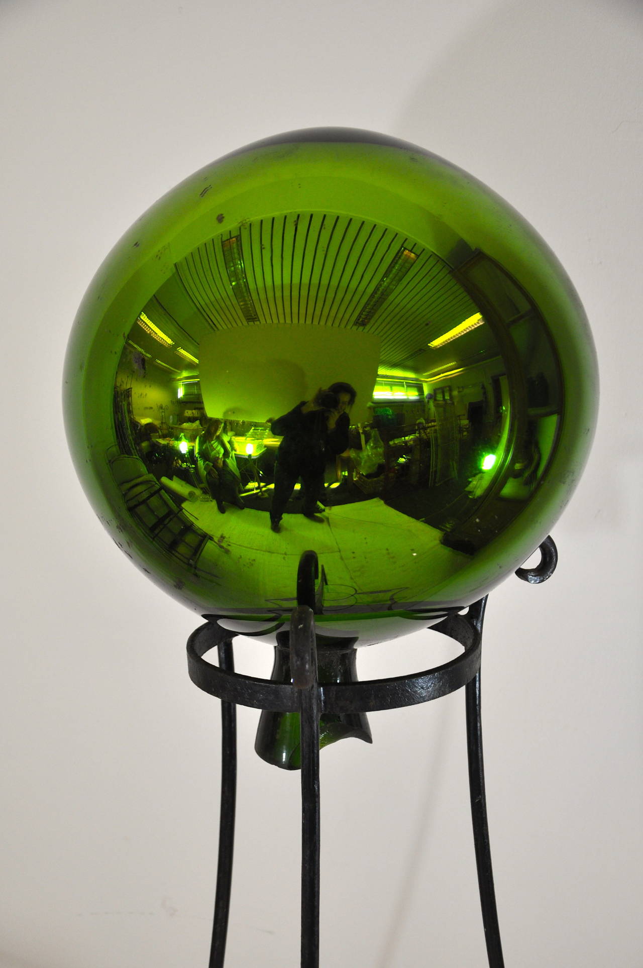 Glass Witch Ball on a Stand For Sale