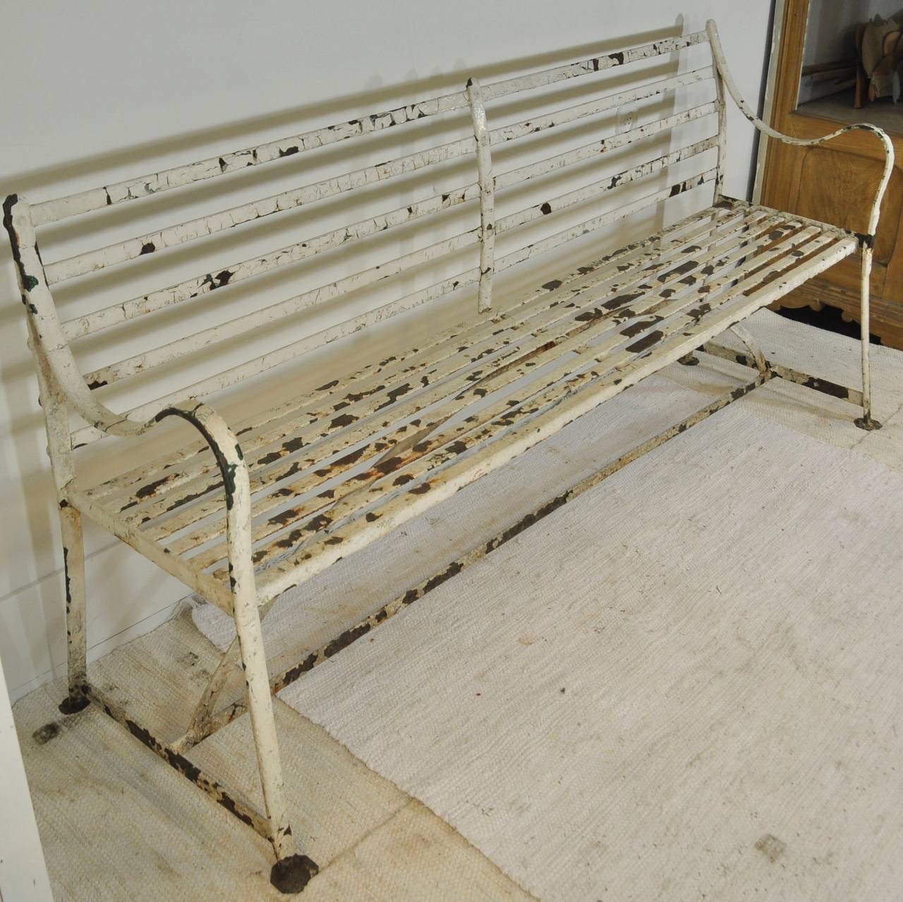 19th Century English Wrought Iron Strap Bench For Sale 5