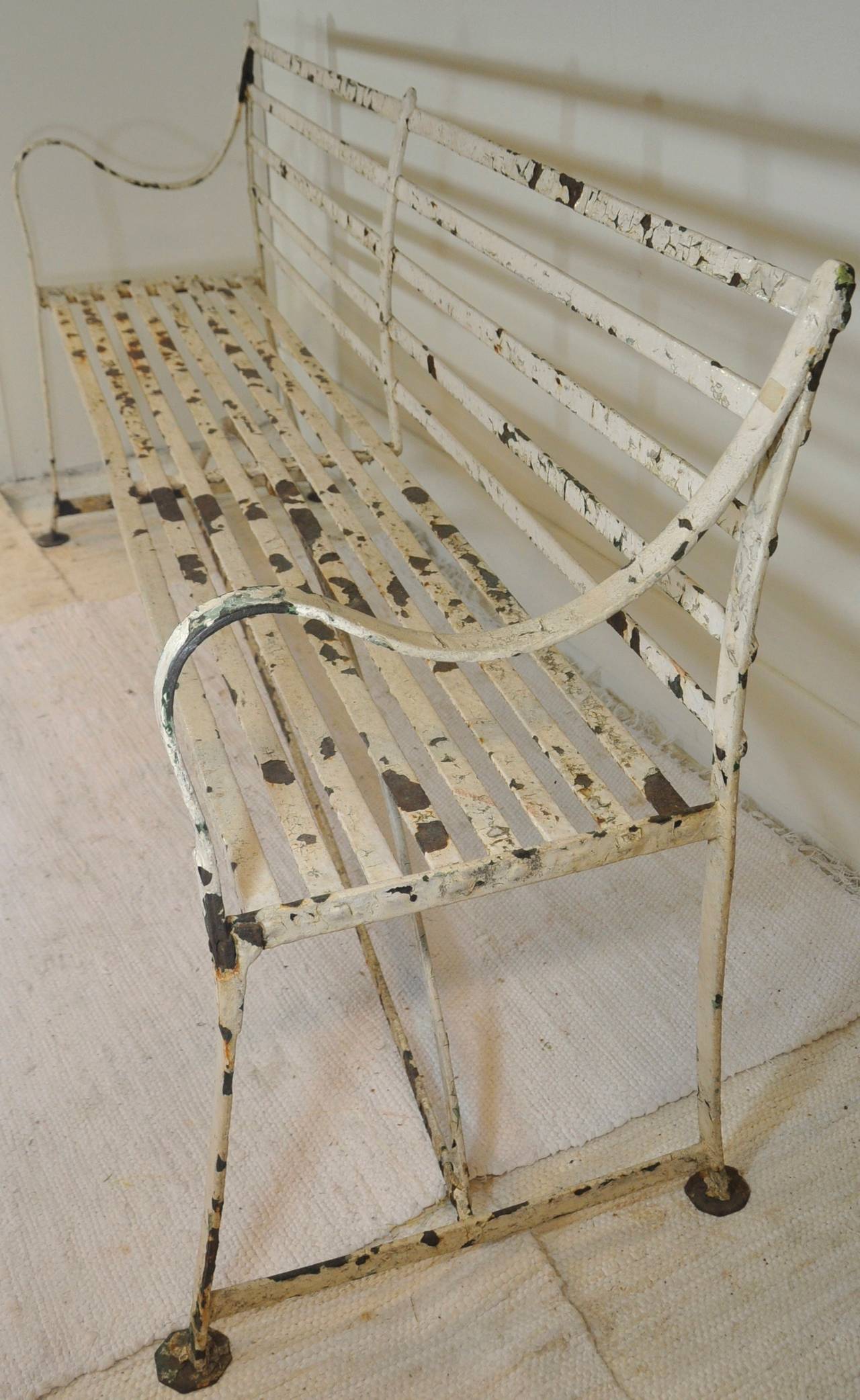 19th Century English Wrought Iron Strap Bench For Sale 1