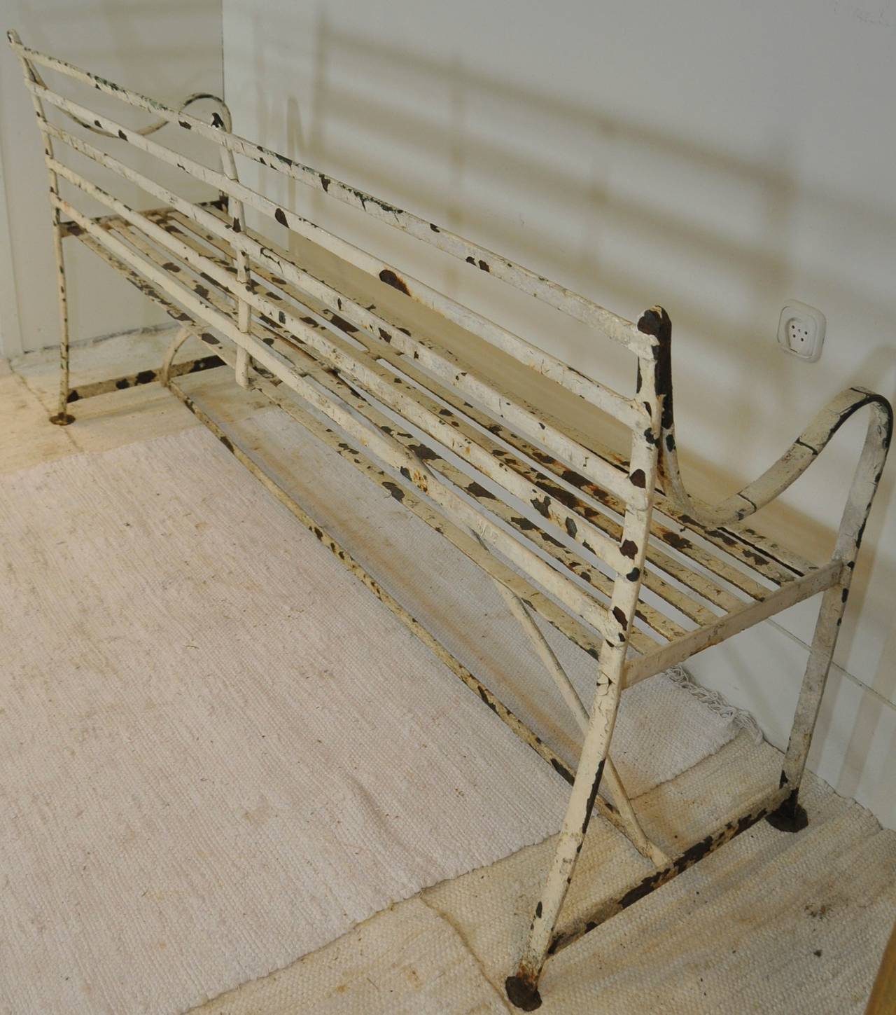 19th Century English Wrought Iron Strap Bench For Sale 3