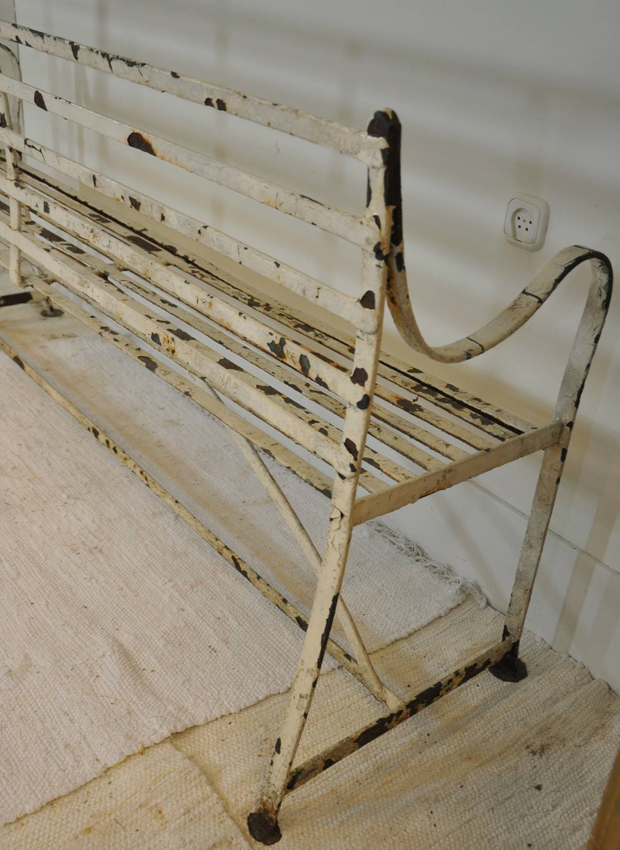 19th Century English Wrought Iron Strap Bench For Sale 4