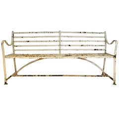 19th Century English Wrought Iron Strap Bench