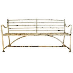 Antique 19th Century English Wrought Iron Strap Bench