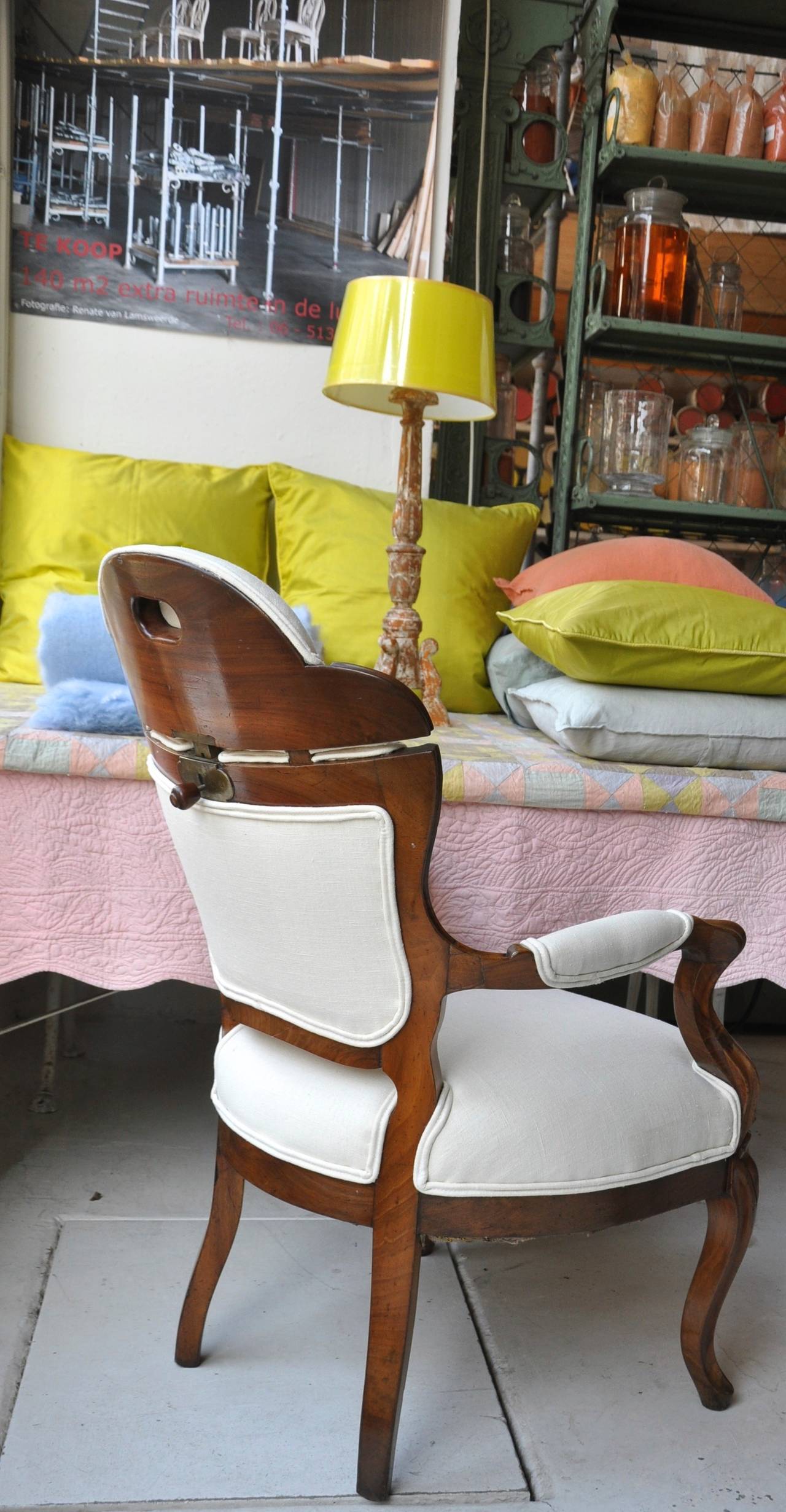 French 18th Century Barber's Chair with Extending Back For Sale