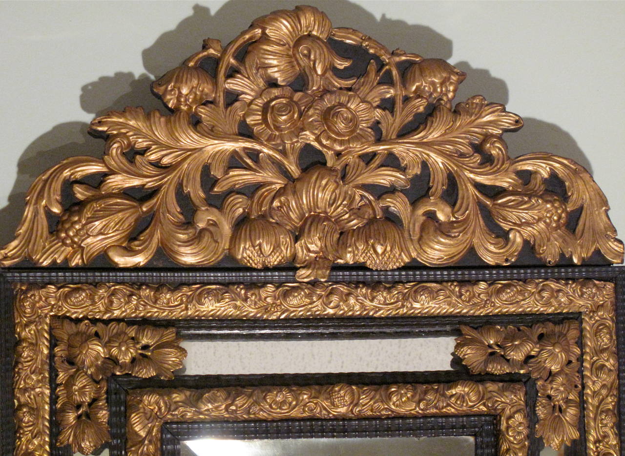 European Flemish Baroque Style Cushion Mirror For Sale