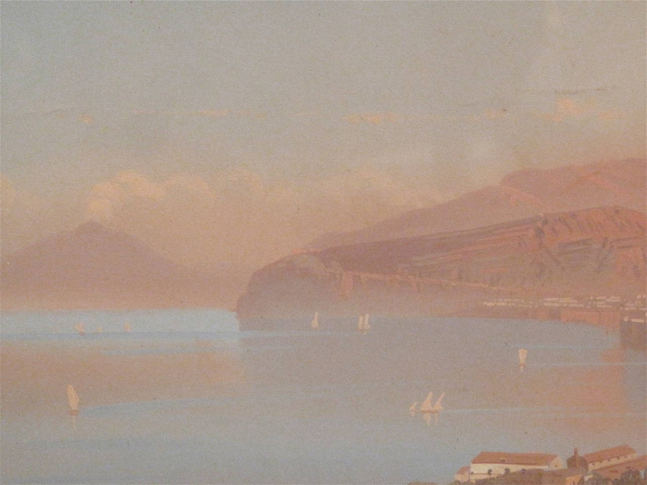 “View of the Bay of Naples, ” Italian Gouache Painting In Excellent Condition For Sale In Charlottesville, VA