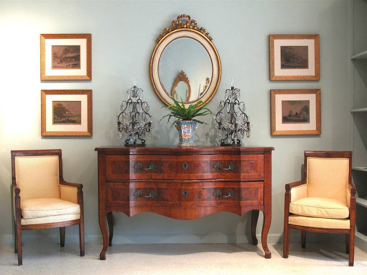 Pair of French Bronze and Cut Glass Lustres or Candelabra