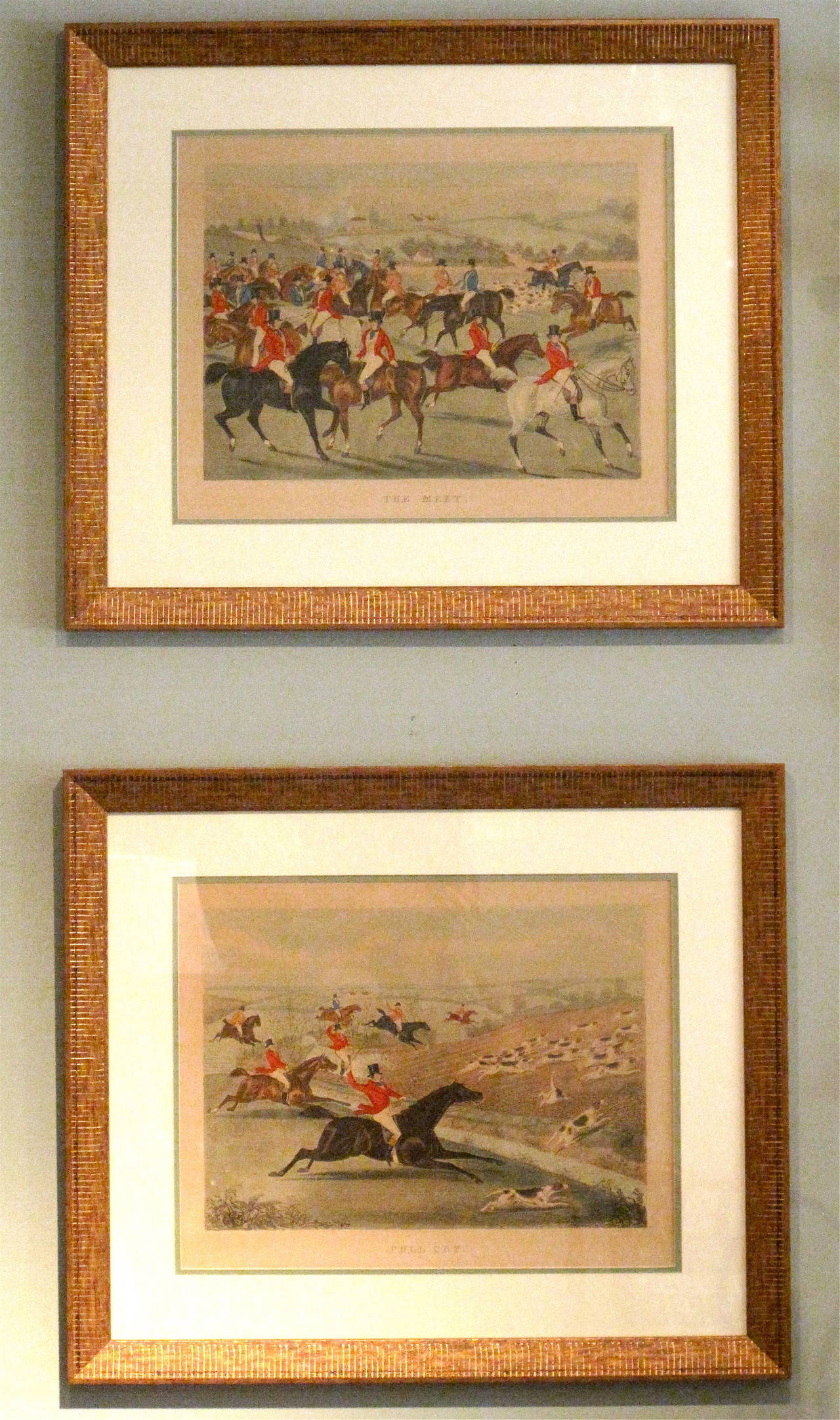 English Set of Four Charles Hunt, Snr. Fox Hunting Framed Engravings