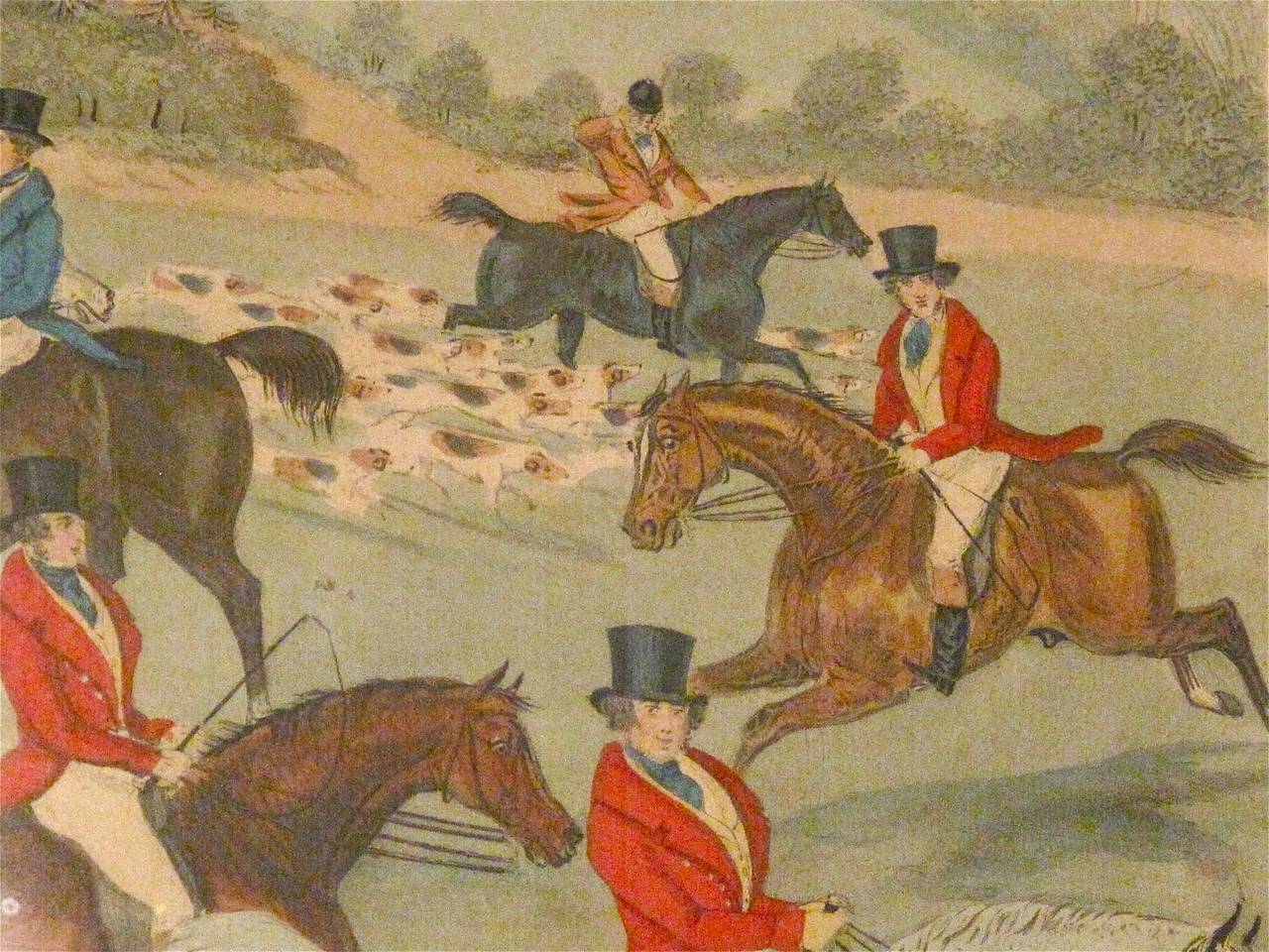 Paper Set of Four Charles Hunt, Snr. Fox Hunting Framed Engravings