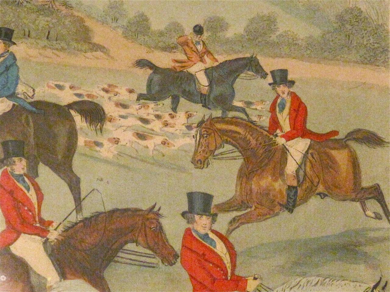 Paper Set of Four Charles Hunt, Snr. Fox Hunting Framed Engravings