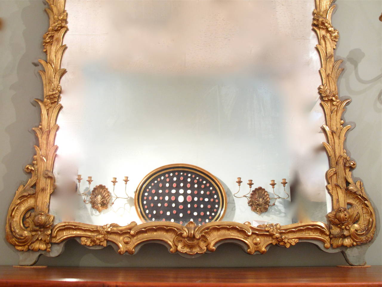 Tall French Louis XV Style Painted and Gilt Mirror, late 19th Century For Sale 5