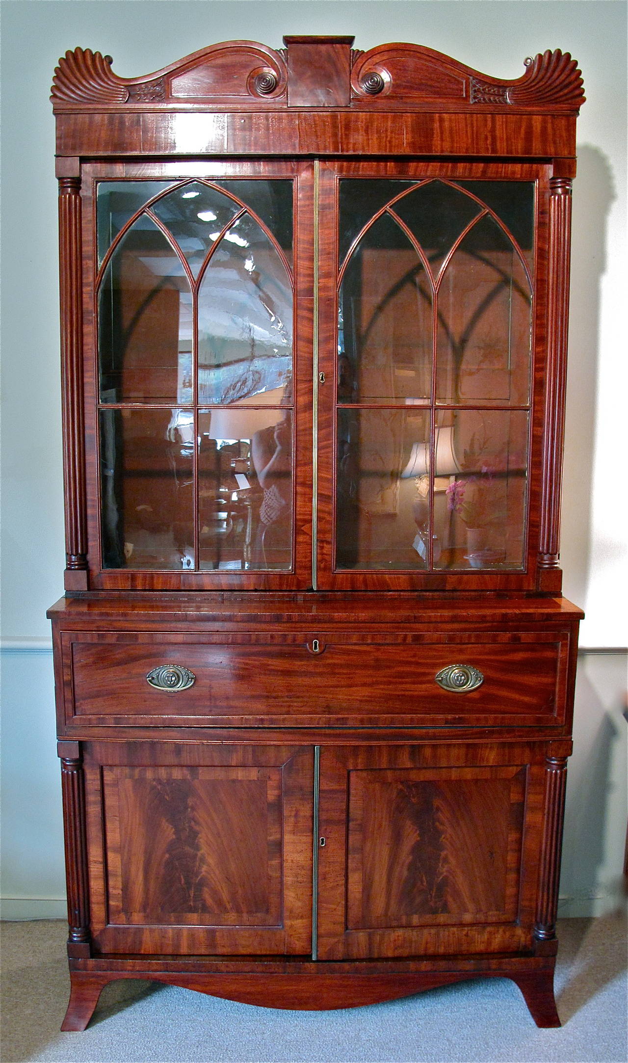 English William IV Mahogany Secretary Bookcase