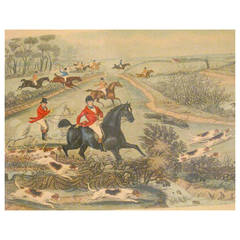 Set of Four Charles Hunt, Snr. Fox Hunting Framed Engravings