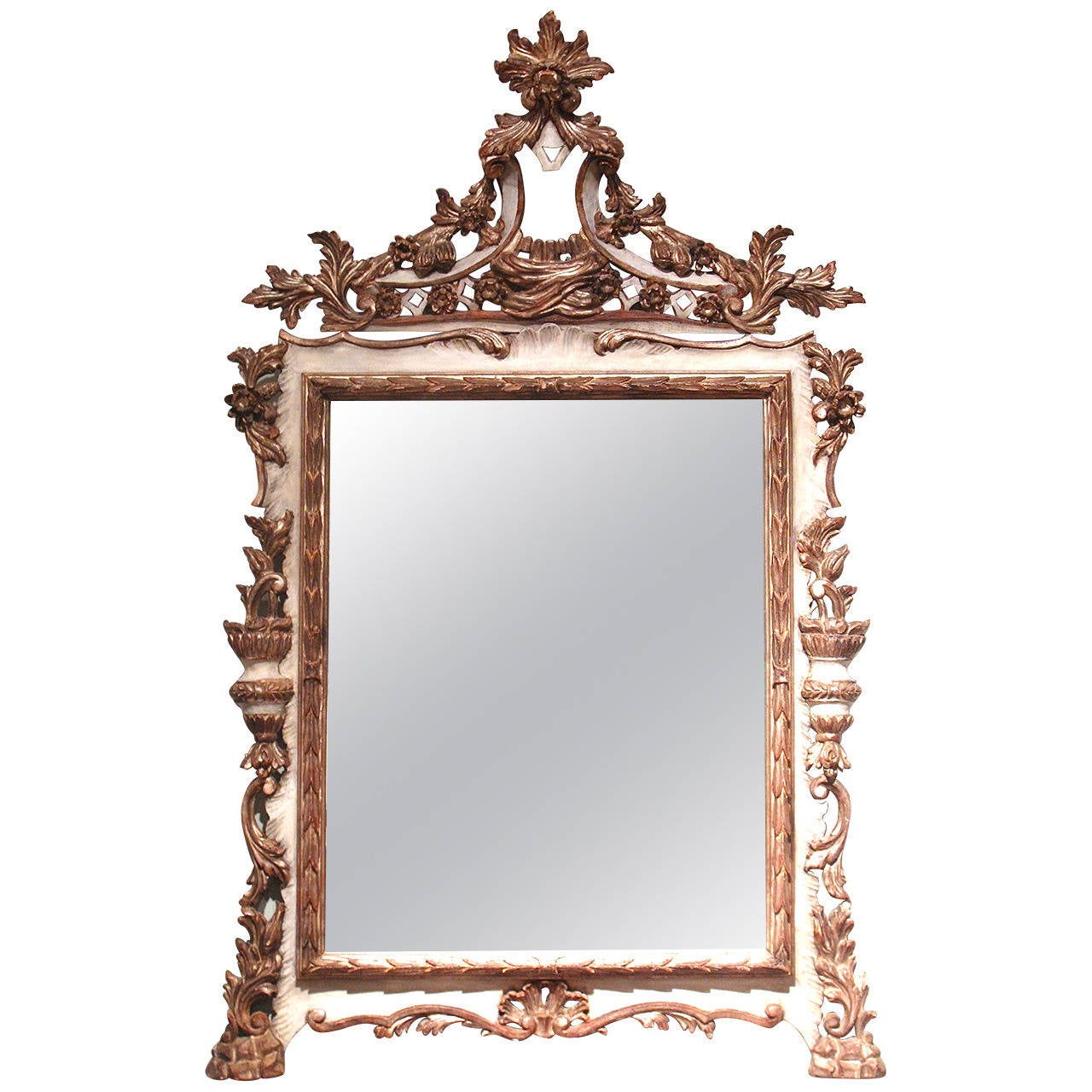 Italian Rococo Style Painted and Silver Gilt Mirror at 1stdibs