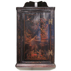 George II Black Japanned Hanging Corner Cabinet