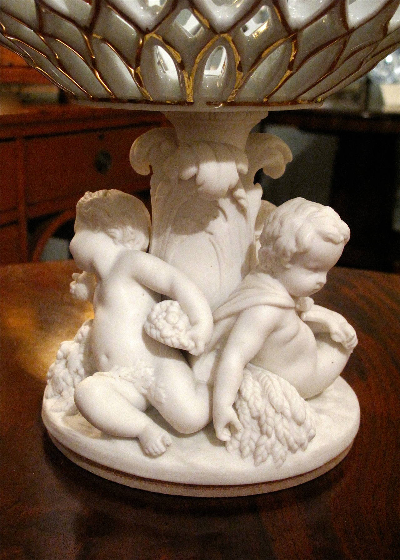 Minton Compote with Pierced Basket and Putti, 19th Century 2
