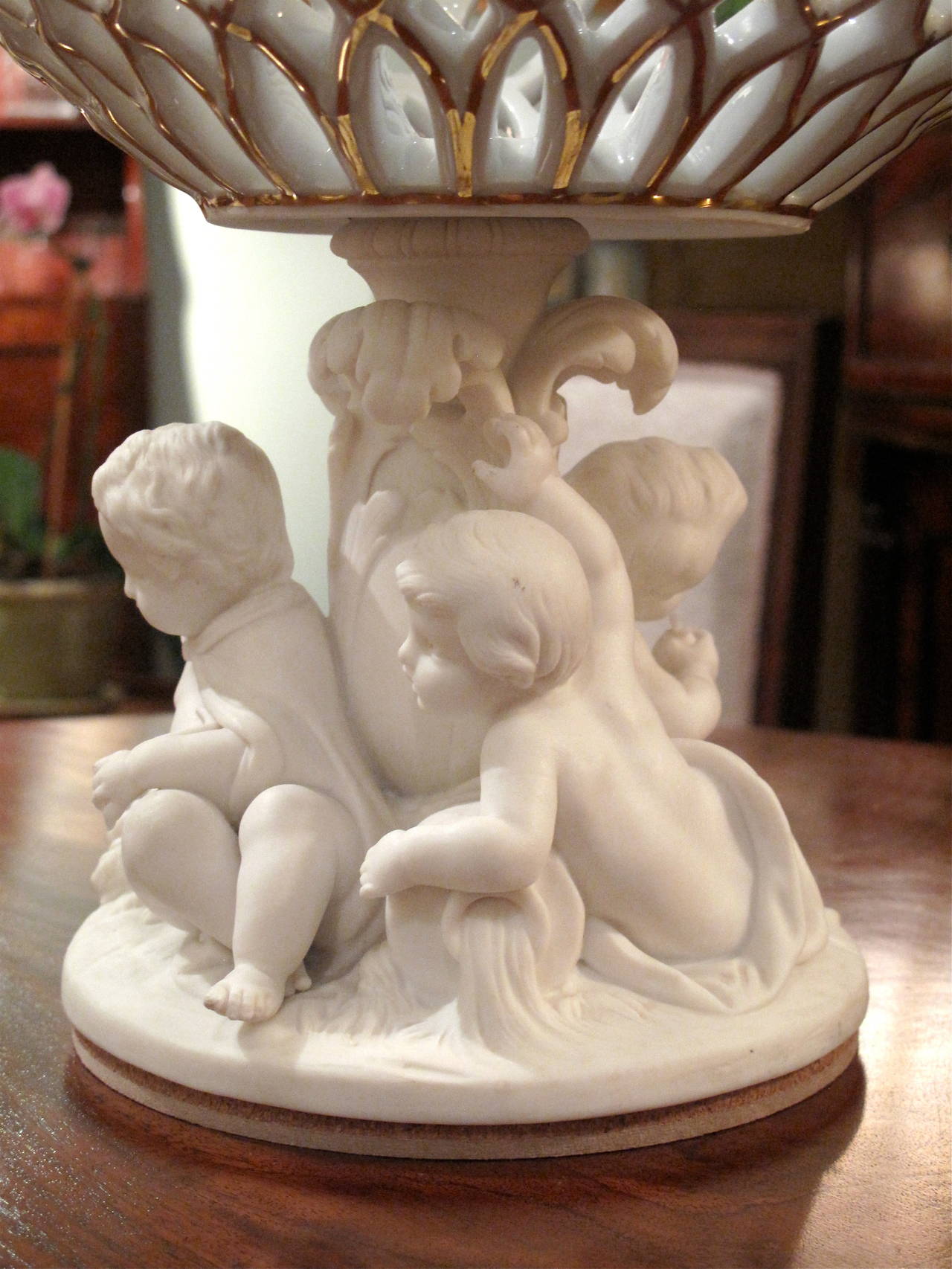 Minton Compote with Pierced Basket and Putti, 19th Century 4