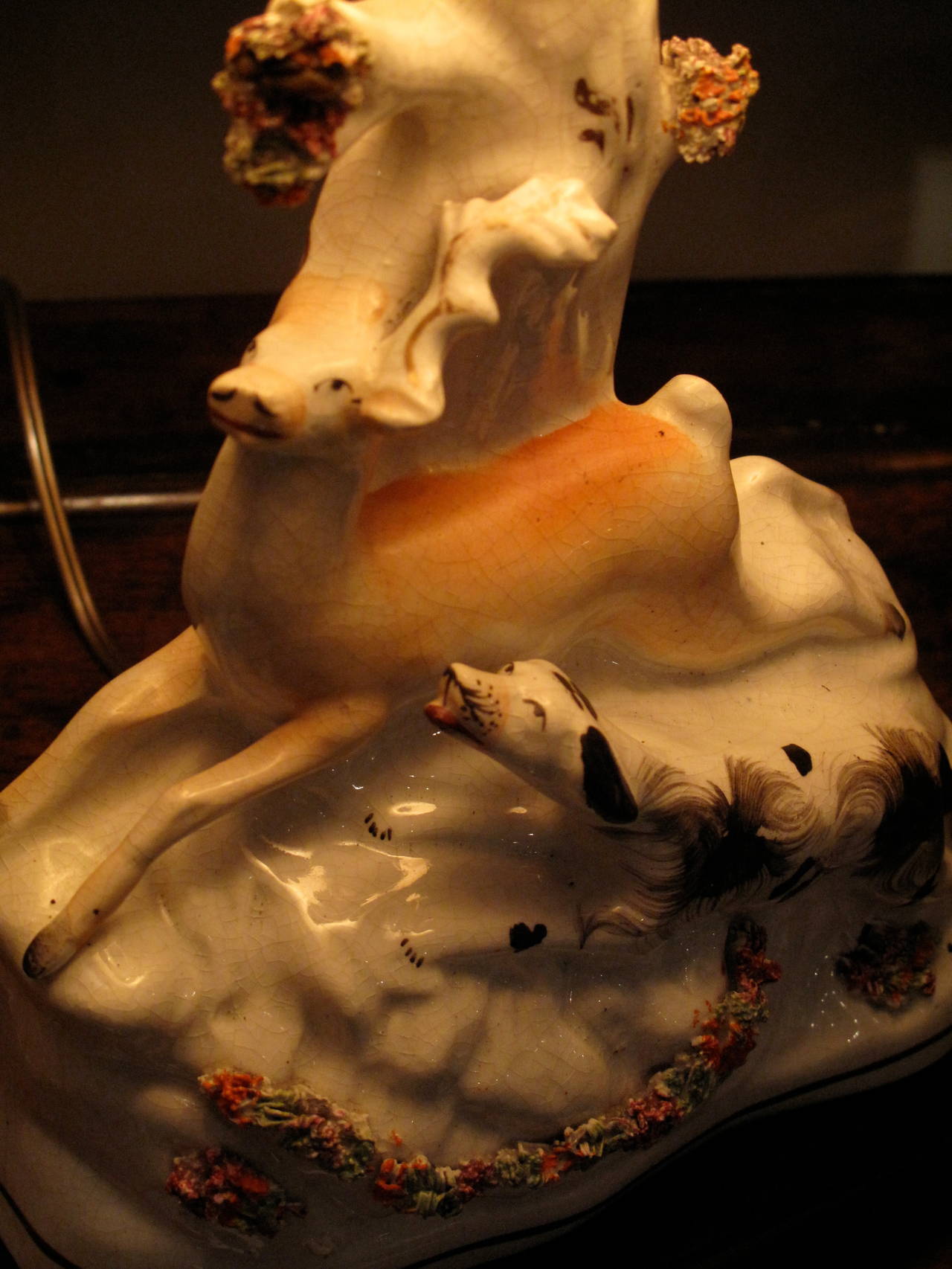 Creamware Staffordshire Spill Vase Lamp, 19th Century
