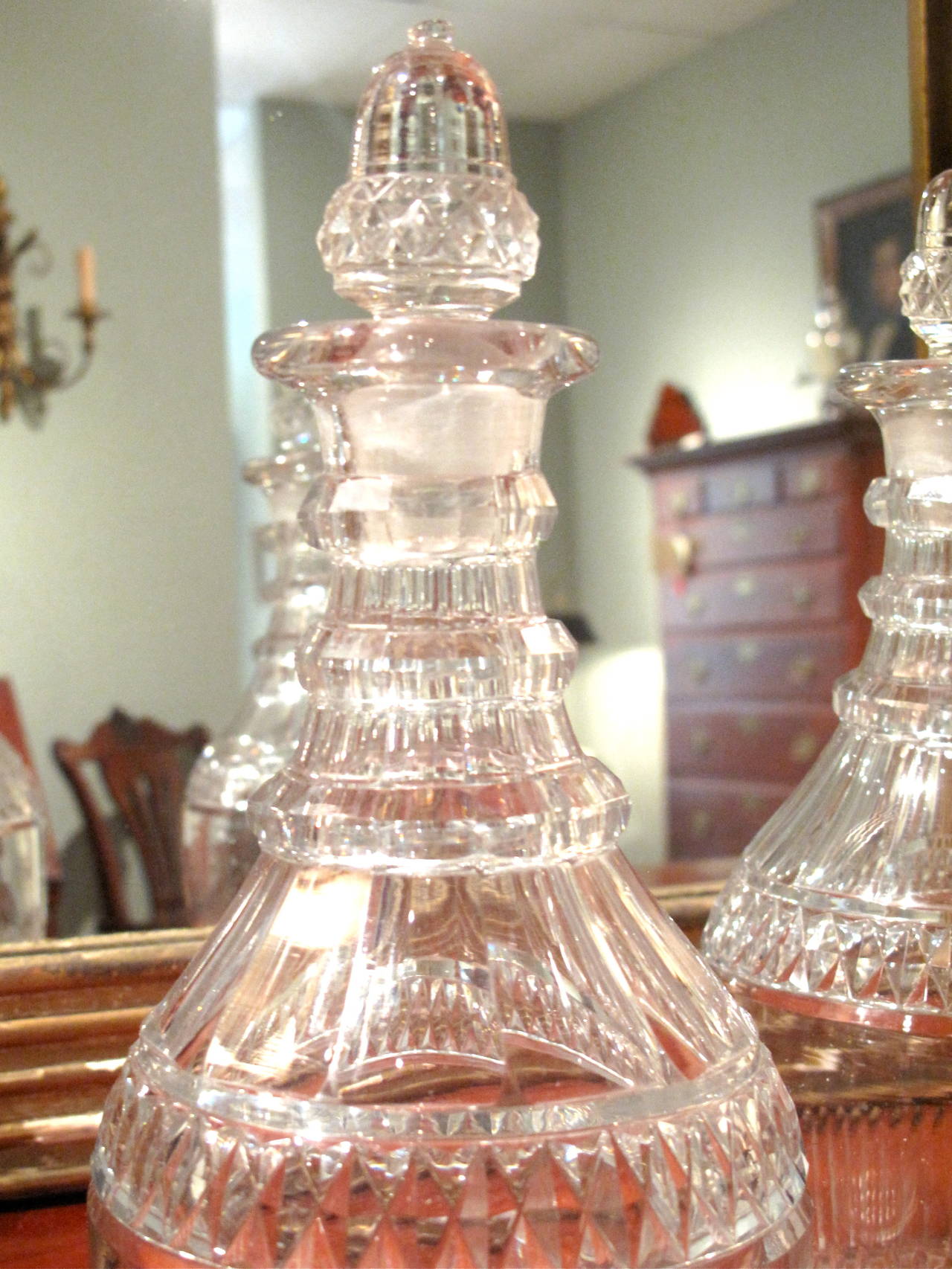 English Pair of George III Cut Glass Decanters
