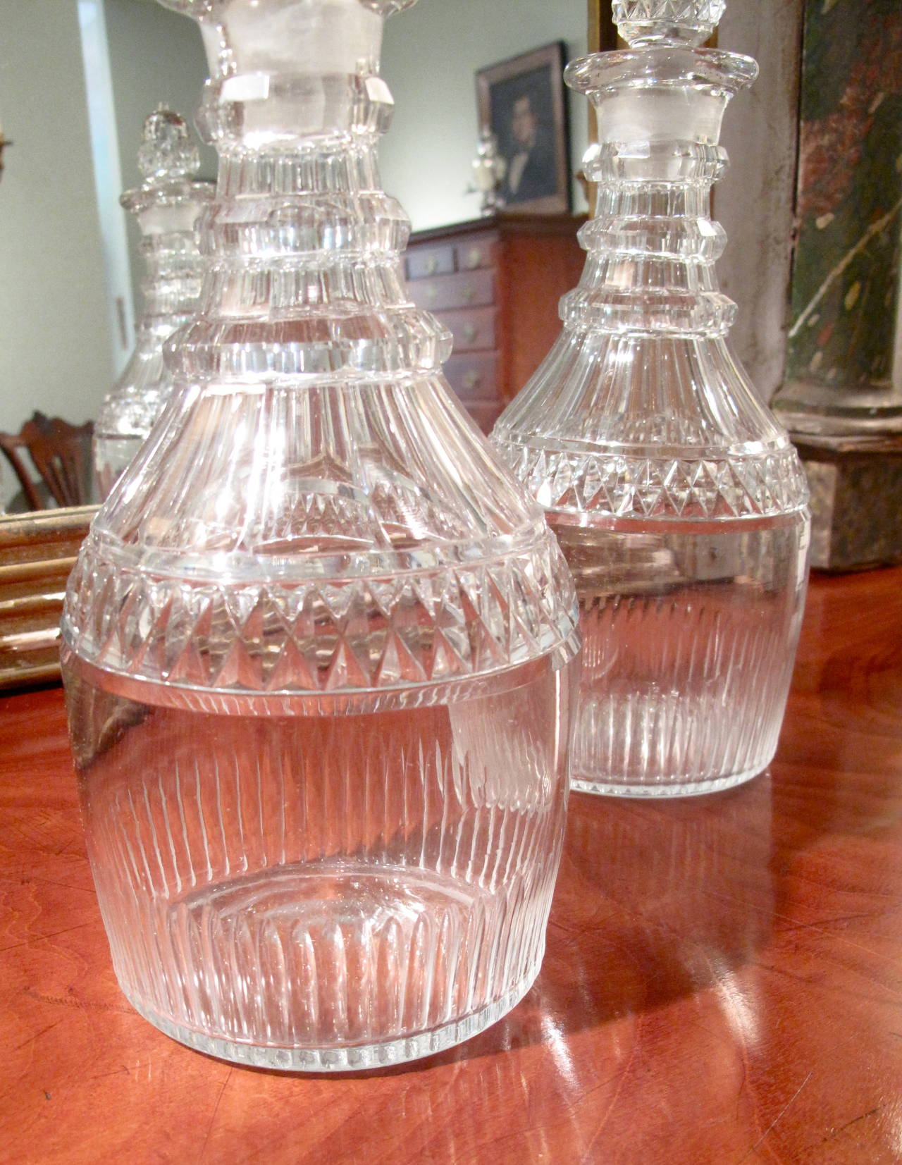 19th Century Pair of George III Cut Glass Decanters