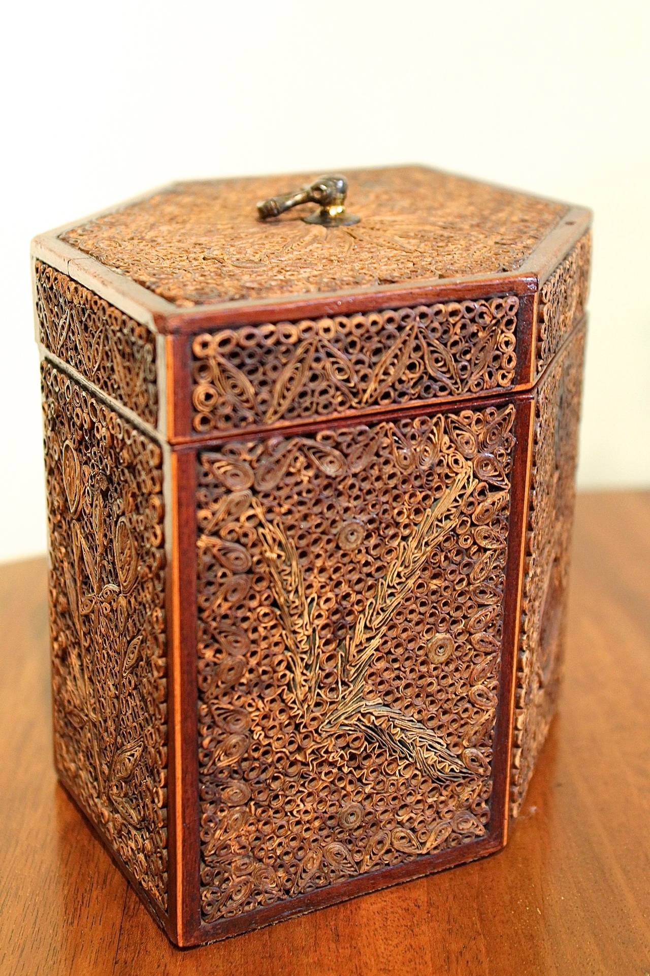 George III Quillwork Tea Caddy