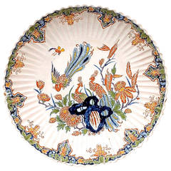 Large Delft Fluted Polychrome Charger