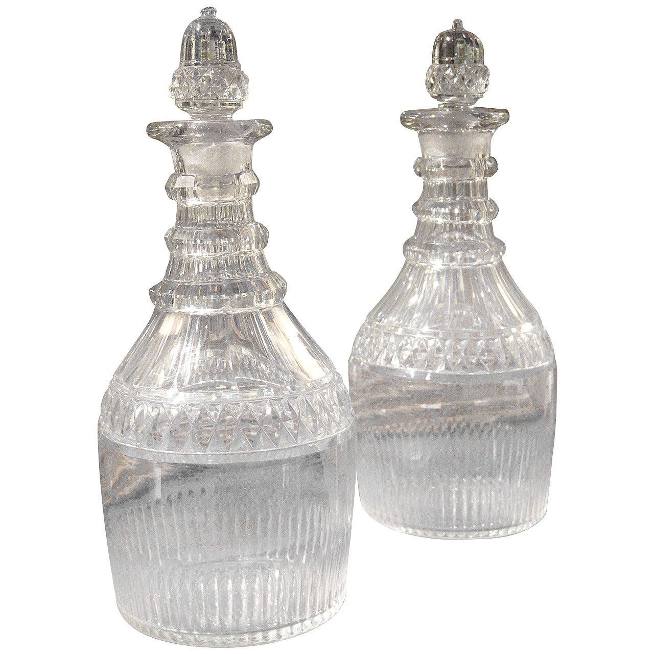 Pair of George III Cut Glass Decanters