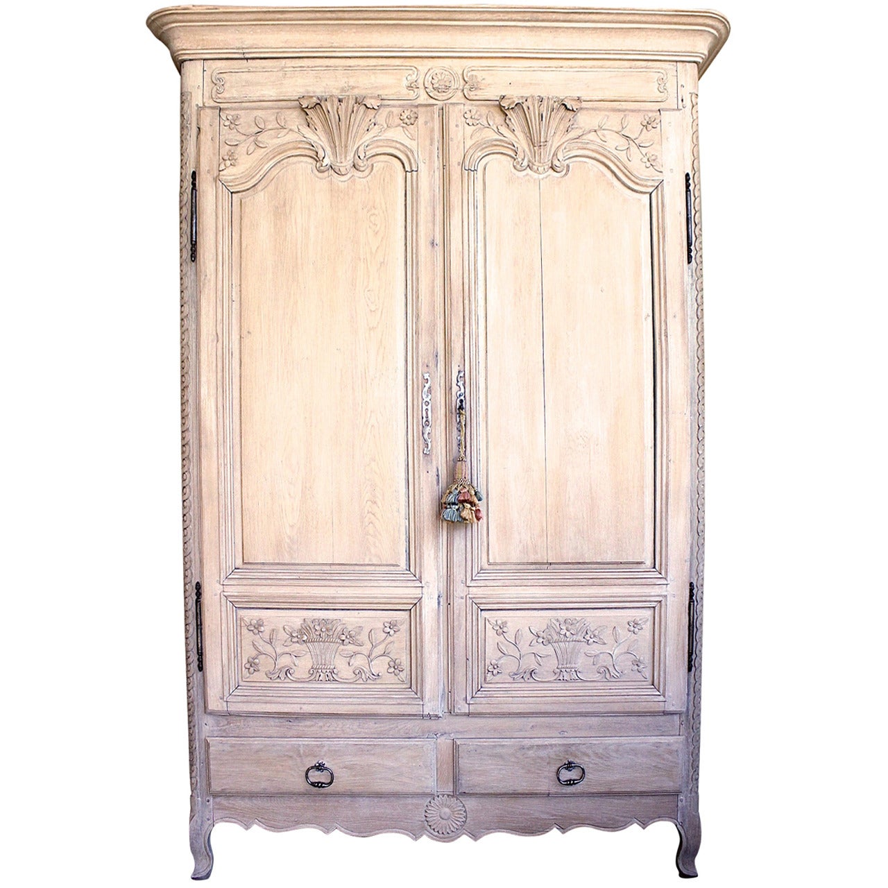 French Louis XVI Style Carved Oak Armoire