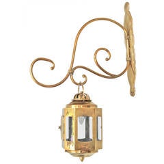 Antique British Colonial Brass Lantern Wall Sconce