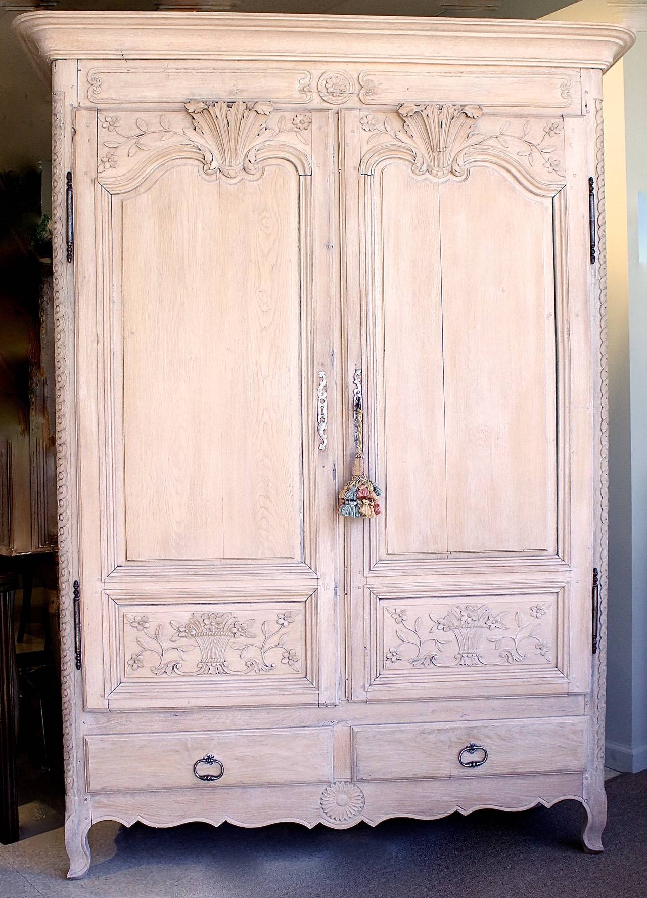 French Louis XVI Style Carved Oak Armoire 6