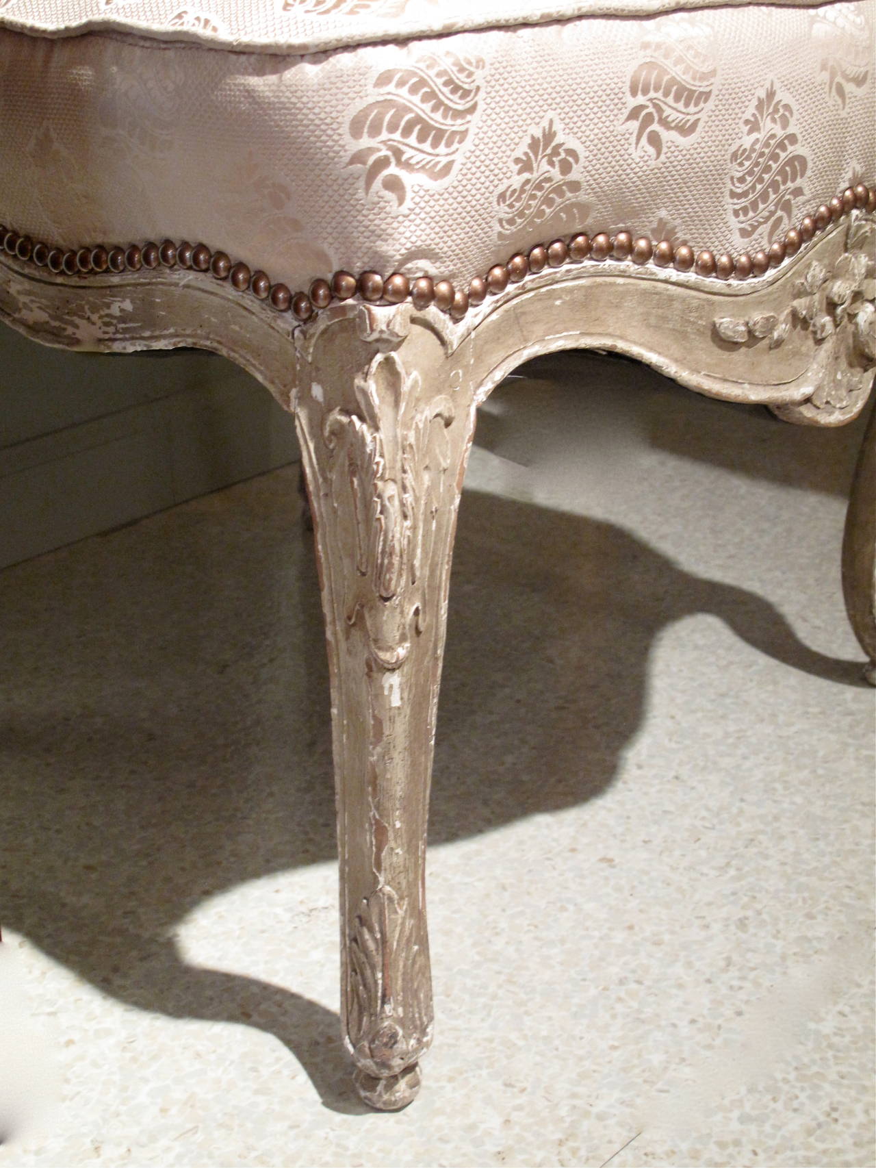 Carved Italian Rococo Style Painted Slipper Chair