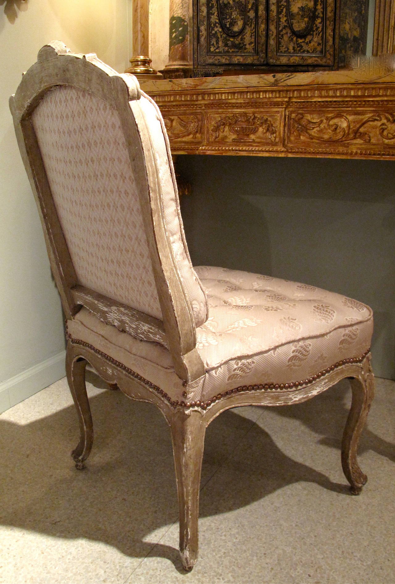 Beech Italian Rococo Style Painted Slipper Chair
