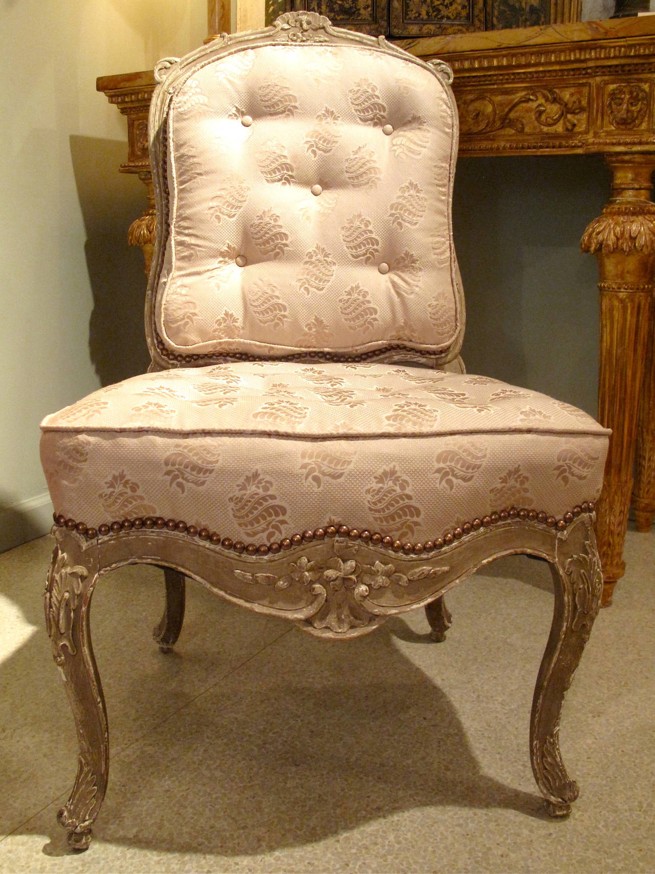 Italian Rococo Style Painted Slipper Chair 1