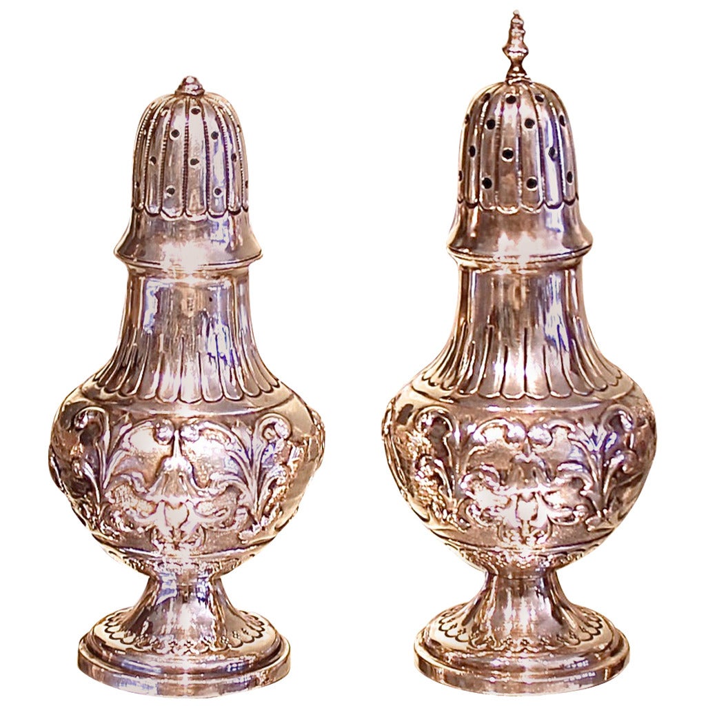 Pair of Dutch Silver Salt and Pepper Shakers For Sale