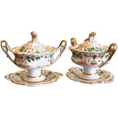 Pair of English Covered Sauce Tureens