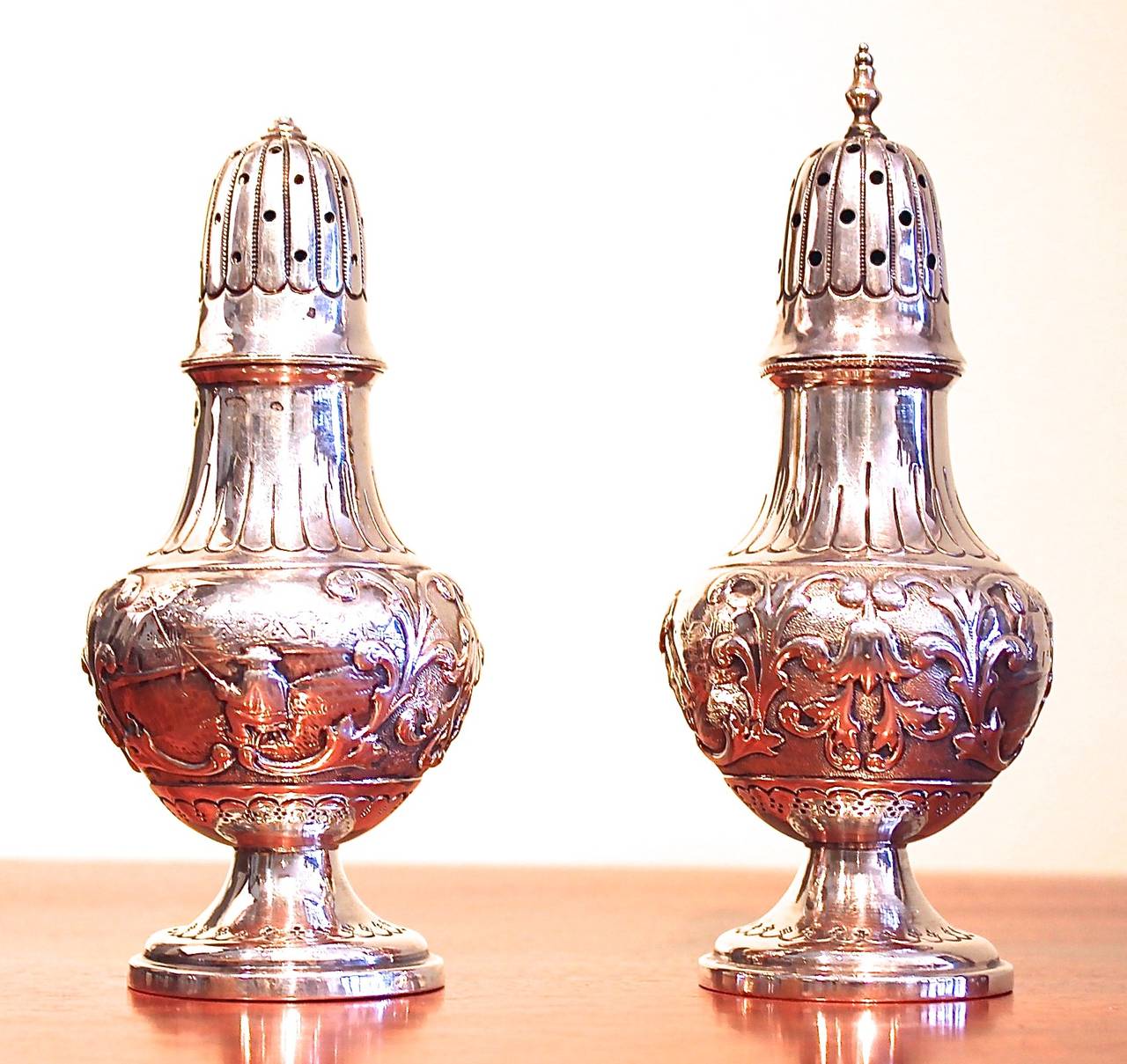 19th Century Pair of Dutch Silver Salt and Pepper Shakers For Sale
