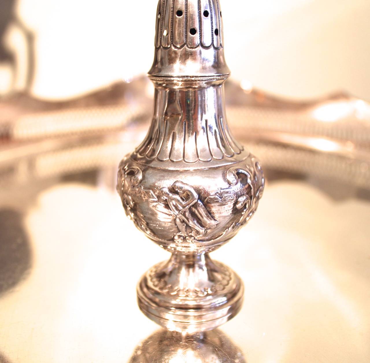 Baroque Pair of Dutch Silver Salt and Pepper Shakers For Sale