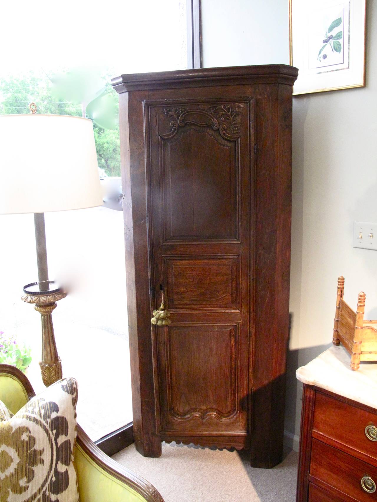 French Provincial Louis XV Corner Cupboard
