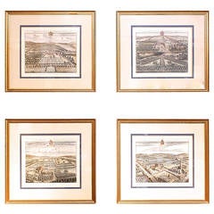 Set of Four Bird’s-Eye English Engravings of Estate Views by Johannes Kip