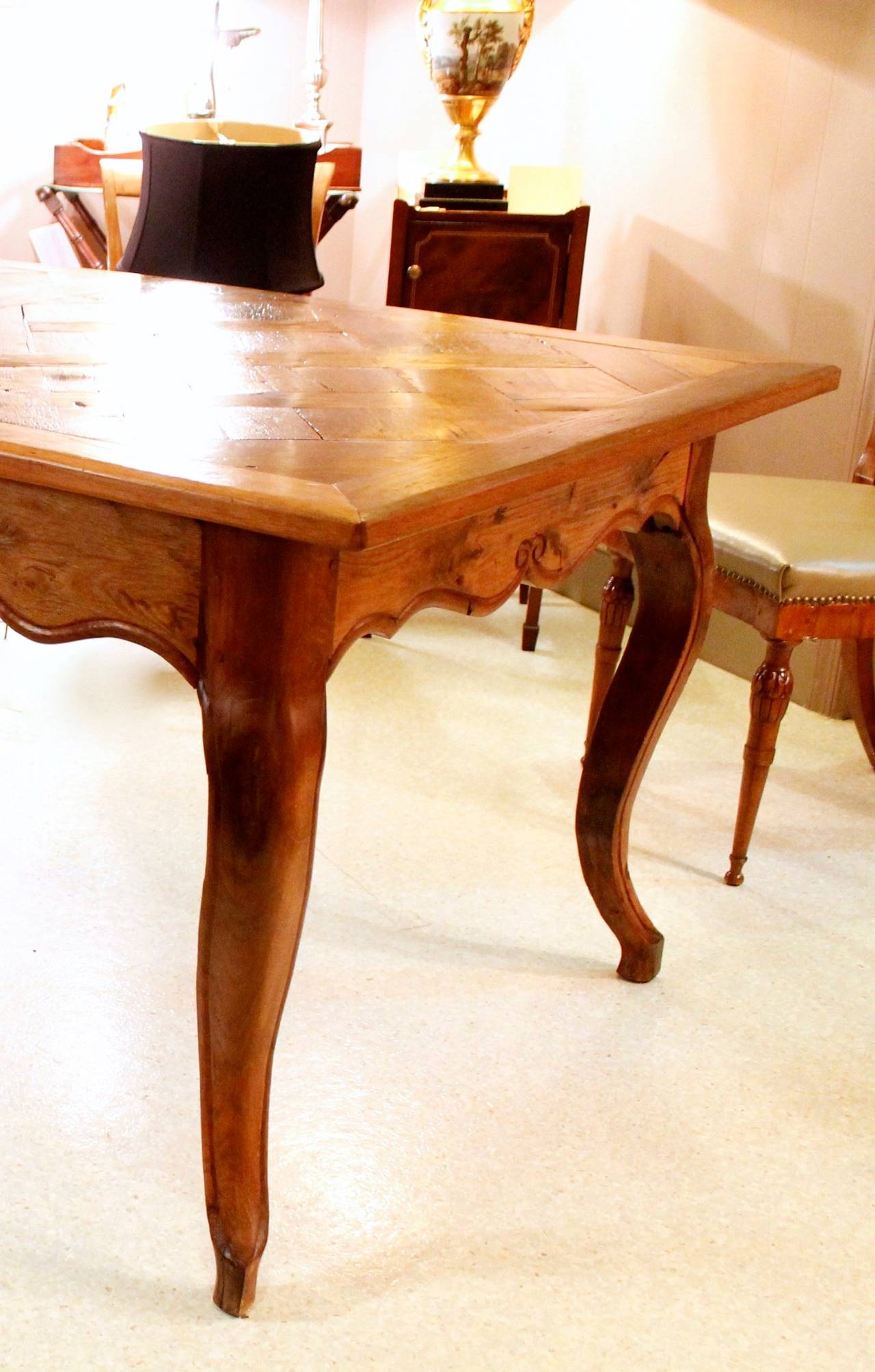19th Century Louis XV Style Parquetry-Top Farm Table For Sale